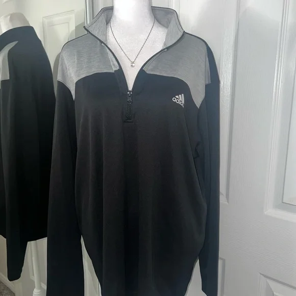 Adidas Golf Quarter Zip Long Sleeve Black & Gray Lightweight Size L - Picture 4 of 10